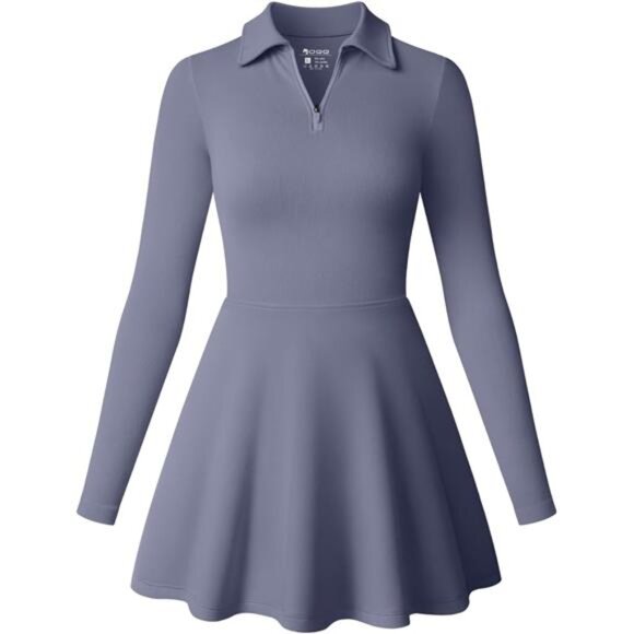 Womens Dress Long Sleeve Simple A-Line Dark Blue - Picture 1 of 6